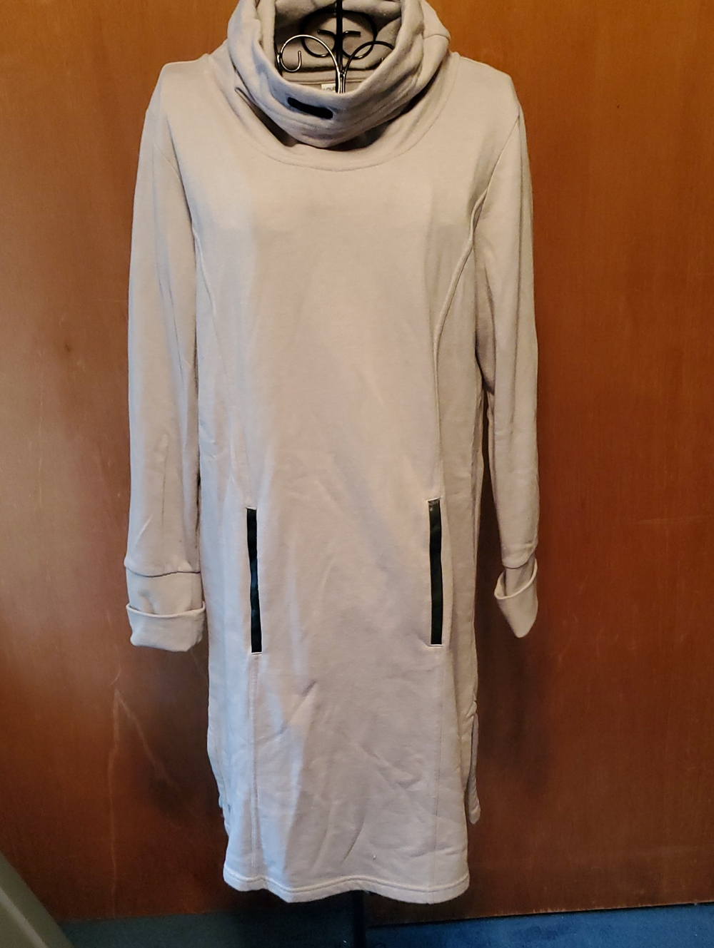 Lole Cream Long Sleeve Cowl Neck Dress